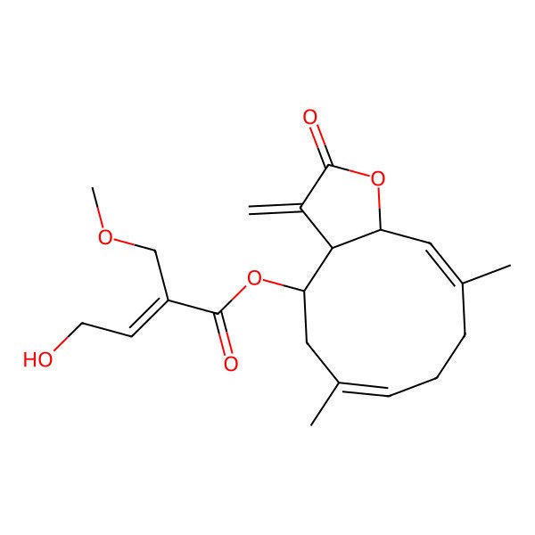 2D Structure of [(3aR,4R,6Z,10E,11aS)-6,10-dimethyl-3-methylidene-2-oxo-3a,4,5,8,9,11a-hexahydrocyclodeca[b]furan-4-yl] (E)-4-hydroxy-2-(methoxymethyl)but-2-enoate