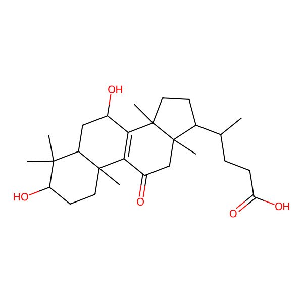 2D Structure of (4R)-4-[(3S,5R,7S,10S,13R,14R,17R)-3,7-dihydroxy-4,4,10,13,14-pentamethyl-11-oxo-1,2,3,5,6,7,12,15,16,17-decahydrocyclopenta[a]phenanthren-17-yl]pentanoic acid