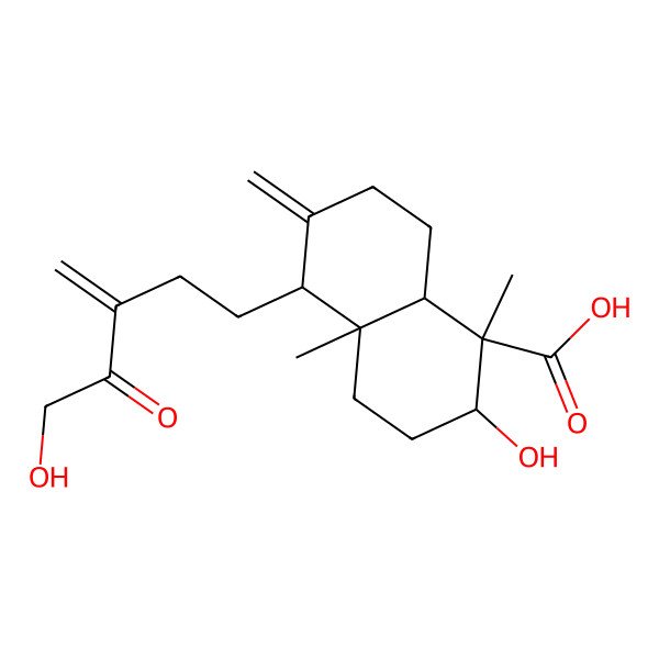 2D Structure of (1R,2R,4aR,5S,8aR)-2-hydroxy-5-(5-hydroxy-3-methylidene-4-oxopentyl)-1,4a-dimethyl-6-methylidene-3,4,5,7,8,8a-hexahydro-2H-naphthalene-1-carboxylic acid