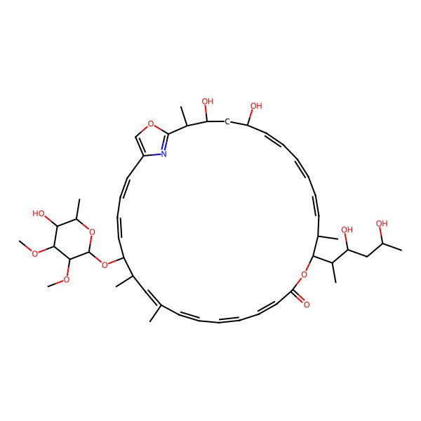 2D Structure of (6Z,8Z,10Z,16Z,18Z,20Z,22Z,26Z,28Z)-13-(3,5-dihydroxyhexan-2-yl)-3,5-dihydroxy-25-(5-hydroxy-3,4-dimethoxy-6-methyloxan-2-yl)oxy-2,12,22,24-tetramethyl-14,32-dioxa-33-azabicyclo[28.2.1]tritriaconta-1(33),6,8,10,16,18,20,22,26,28,30-undecaen-15-one
