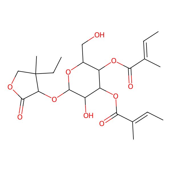 2D Structure of [(2R,3R,4R,5S,6S)-6-[(3S,4S)-4-ethyl-4-methyl-2-oxooxolan-3-yl]oxy-5-hydroxy-2-(hydroxymethyl)-4-[(Z)-2-methylbut-2-enoyl]oxyoxan-3-yl] (Z)-2-methylbut-2-enoate