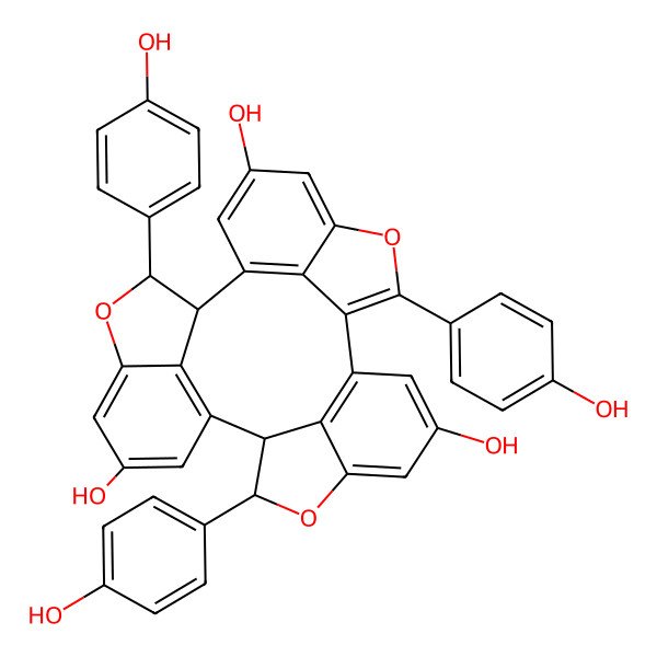 2D Structure of (10R,11S,18S,19S)-3,11,19-tris(4-hydroxyphenyl)-4,12,20-trioxaheptacyclo[16.6.1.12,5.110,13.021,25.09,27.017,26]heptacosa-1(25),2,5,7,9(27),13,15,17(26),21,23-decaene-7,15,23-triol
