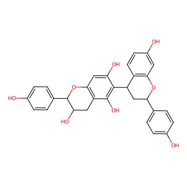 2D Structure of (2R,3R)-6-[(2S,4R)-7-hydroxy-2-(4-hydroxyphenyl)-3,4-dihydro-2H-chromen-4-yl]-2-(4-hydroxyphenyl)-3,4-dihydro-2H-chromene-3,5,7-triol