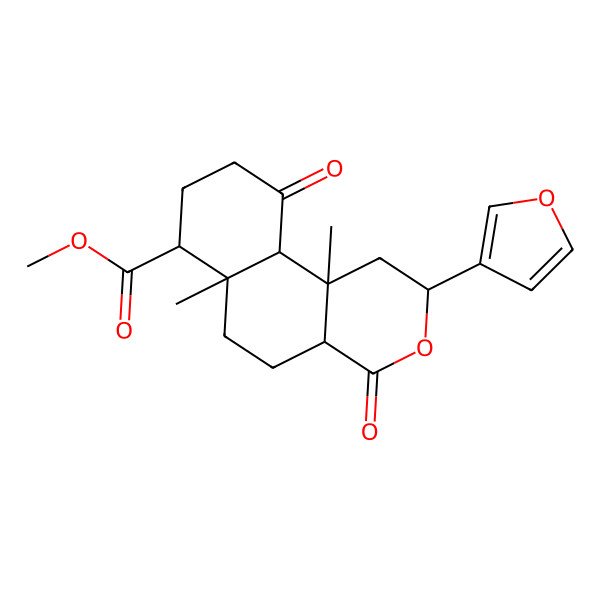 2D Structure of methyl 2-(furan-3-yl)-6a,10b-dimethyl-4,10-dioxo-2,4a,5,6,7,8,9,10a-octahydro-1H-benzo[f]isochromene-7-carboxylate