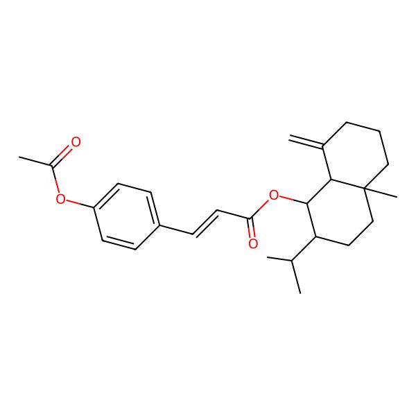 2D Structure of [(1S,2S,4aR,8aS)-4a-methyl-8-methylidene-2-propan-2-yl-1,2,3,4,5,6,7,8a-octahydronaphthalen-1-yl] (Z)-3-(4-acetyloxyphenyl)prop-2-enoate