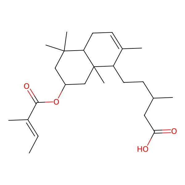 2D Structure of (3R)-5-[(1R,4aR,7S,8aS)-2,5,5,8a-tetramethyl-7-[(Z)-2-methylbut-2-enoyl]oxy-1,4,4a,6,7,8-hexahydronaphthalen-1-yl]-3-methylpentanoic acid