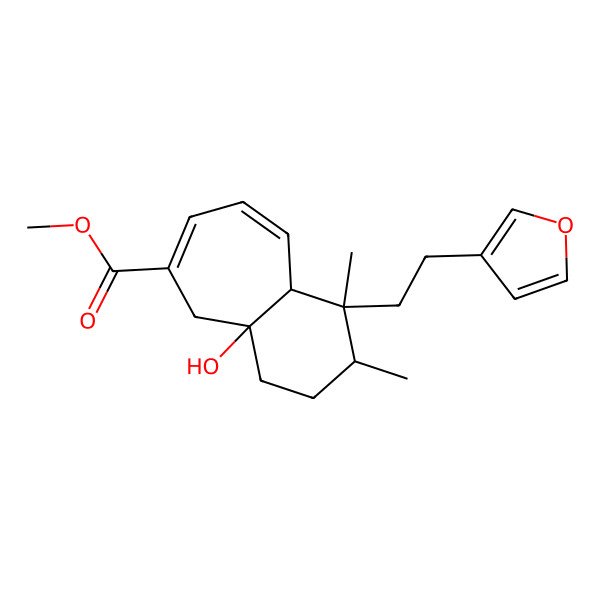2D Structure of methyl 1-[2-(furan-3-yl)ethyl]-4a-hydroxy-1,2-dimethyl-3,4,5,9a-tetrahydro-2H-benzo[7]annulene-6-carboxylate