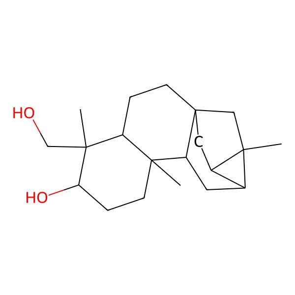 2D Structure of (1S,4S,5R,6R,9S,10R,12R,13R,14S)-5-(hydroxymethyl)-5,9,13-trimethylpentacyclo[11.2.1.01,10.04,9.012,14]hexadecan-6-ol