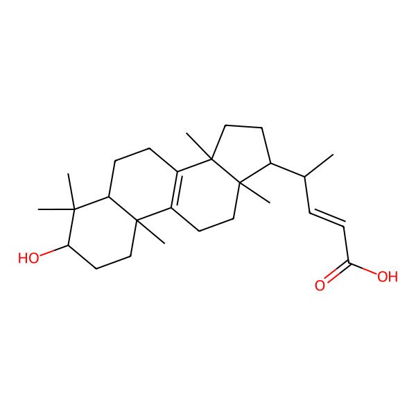 2D Structure of 4-(3-hydroxy-4,4,10,13,14-pentamethyl-2,3,5,6,7,11,12,15,16,17-decahydro-1H-cyclopenta[a]phenanthren-17-yl)pent-2-enoic acid