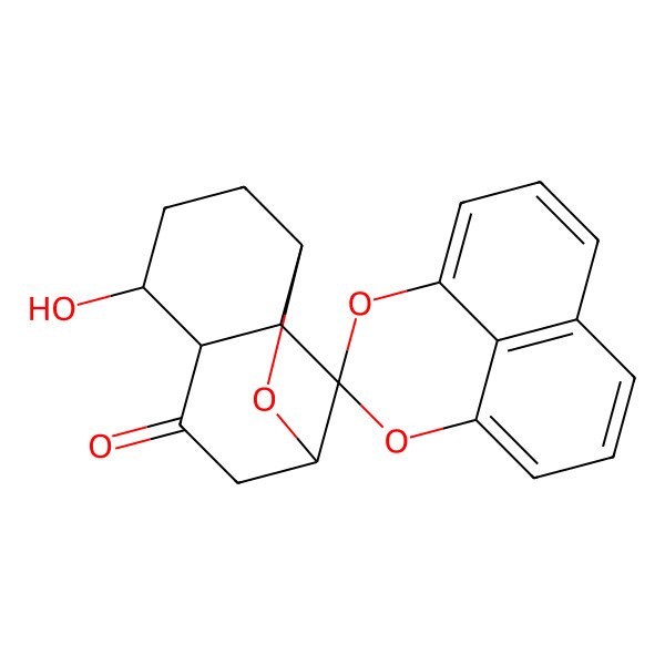 2D Structure of (1S,4R,5S,8R,9S)-5-hydroxyspiro[11-oxatricyclo[6.2.1.04,9]undecane-10,3'-2,4-dioxatricyclo[7.3.1.05,13]trideca-1(12),5,7,9(13),10-pentaene]-3-one