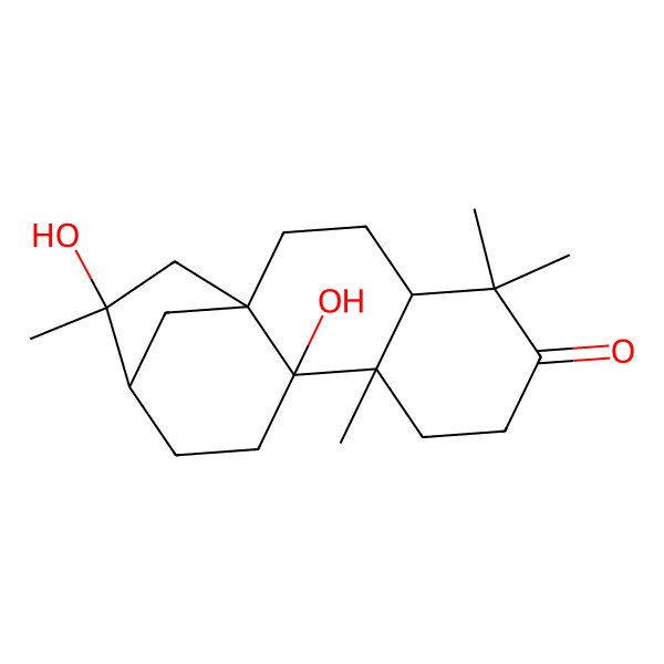 2D Structure of (1S,4R,9R,10S,13R,14R)-10,14-dihydroxy-5,5,9,14-tetramethyltetracyclo[11.2.1.01,10.04,9]hexadecan-6-one