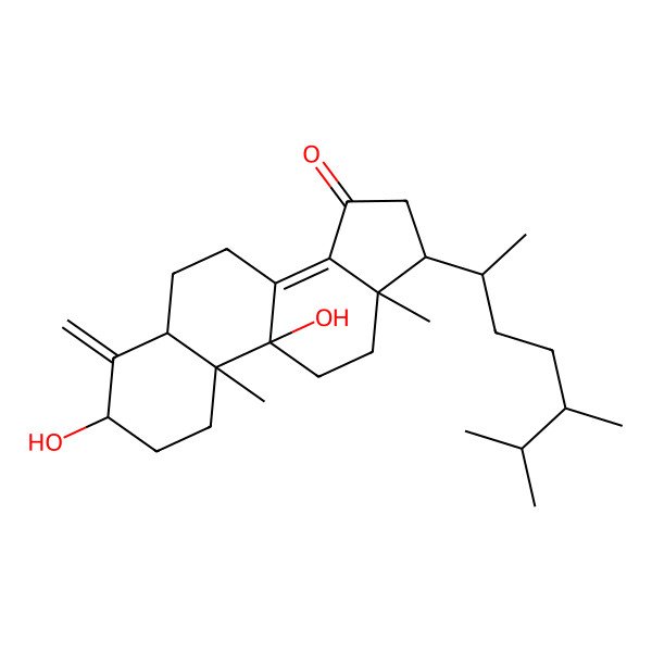 2D Structure of (3S,5S,9S,10S,13R,17R)-17-[(2R,5R)-5,6-dimethylheptan-2-yl]-3,9-dihydroxy-10,13-dimethyl-4-methylidene-1,2,3,5,6,7,11,12,16,17-decahydrocyclopenta[a]phenanthren-15-one