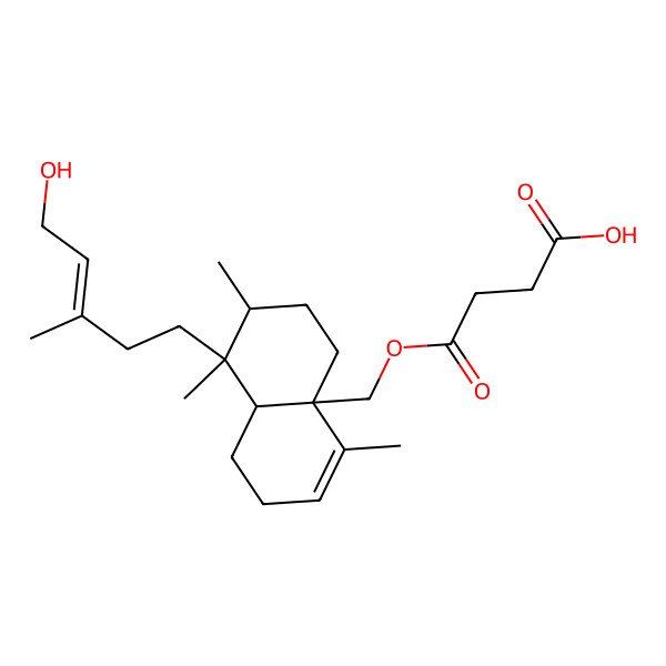 2D Structure of 4-[[(4aS,7R,8S,8aR)-8-[(E)-5-hydroxy-3-methylpent-3-enyl]-4,7,8-trimethyl-1,2,5,6,7,8a-hexahydronaphthalen-4a-yl]methoxy]-4-oxobutanoic acid