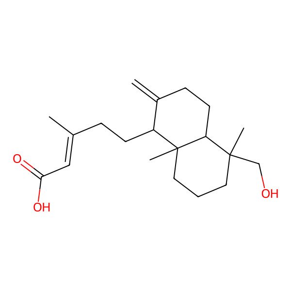 2D Structure of 5-[5-(hydroxymethyl)-5,8a-dimethyl-2-methylidene-3,4,4a,6,7,8-hexahydro-1H-naphthalen-1-yl]-3-methylpent-2-enoic acid