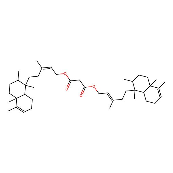 2D Structure of bis[(E)-5-[(1S,2R,4aR,8aS)-1,2,4a,5-tetramethyl-2,3,4,7,8,8a-hexahydronaphthalen-1-yl]-3-methylpent-2-enyl] propanedioate