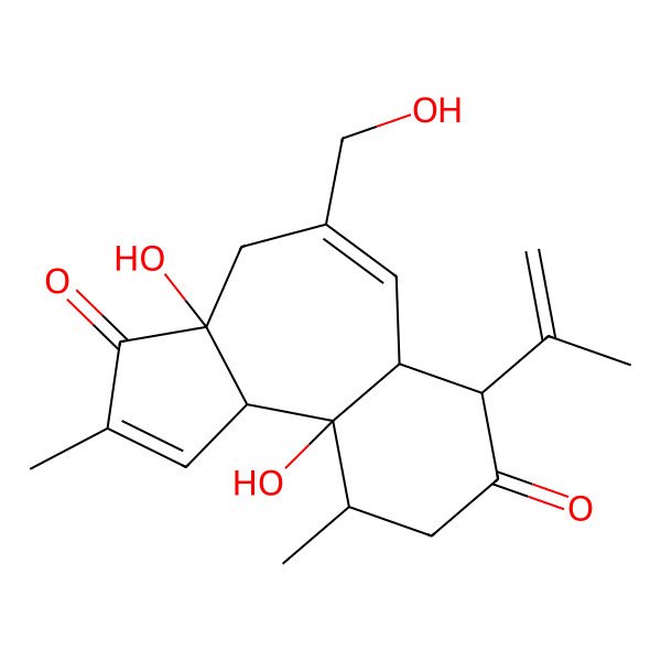 2D Structure of (3aR,6aS,7R,10R,10aR,10bS)-3a,10a-dihydroxy-5-(hydroxymethyl)-2,10-dimethyl-7-prop-1-en-2-yl-4,6a,7,9,10,10b-hexahydrobenzo[e]azulene-3,8-dione