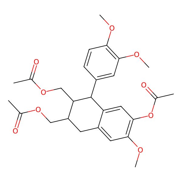 2D Structure of [(2R,3R,4S)-6-acetyloxy-3-(acetyloxymethyl)-4-(3,4-dimethoxyphenyl)-7-methoxy-1,2,3,4-tetrahydronaphthalen-2-yl]methyl acetate