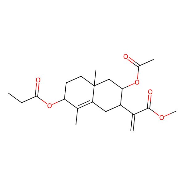 2D Structure of methyl 2-[(2R,3R,4aR,7S)-3-acetyloxy-4a,8-dimethyl-7-propanoyloxy-2,3,4,5,6,7-hexahydro-1H-naphthalen-2-yl]prop-2-enoate