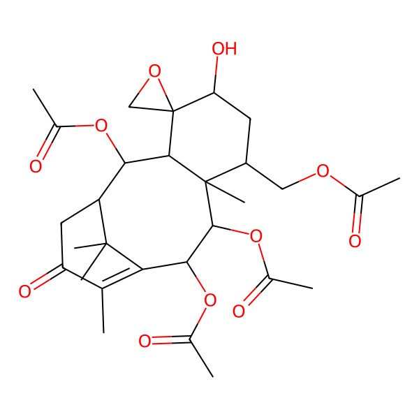 2D Structure of [(1'R,2S,2'R,3'R,5'S,7'S,8'R,9'R,10'R)-2',9',10'-triacetyloxy-5'-hydroxy-8',12',15',15'-tetramethyl-13'-oxospiro[oxirane-2,4'-tricyclo[9.3.1.03,8]pentadec-11-ene]-7'-yl]methyl acetate