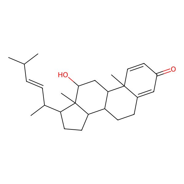 2D Structure of 12-Hydroxy-10,13-dimethyl-17-(5-methylhex-3-en-2-yl)-6,7,8,9,11,12,14,15,16,17-decahydrocyclopenta[a]phenanthren-3-one