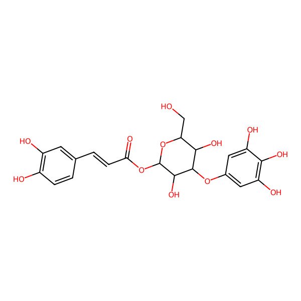 2D Structure of [(2S,3R,4S,5R,6R)-3,5-dihydroxy-6-(hydroxymethyl)-4-(3,4,5-trihydroxyphenoxy)oxan-2-yl] (E)-3-(3,4-dihydroxyphenyl)prop-2-enoate