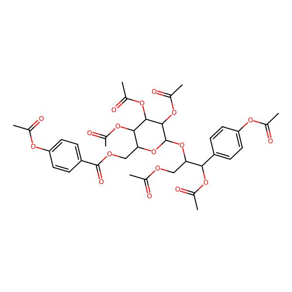 2D Structure of [3,4,5-Triacetyloxy-6-[1,3-diacetyloxy-1-(4-acetyloxyphenyl)propan-2-yl]oxyoxan-2-yl]methyl 4-acetyloxybenzoate
