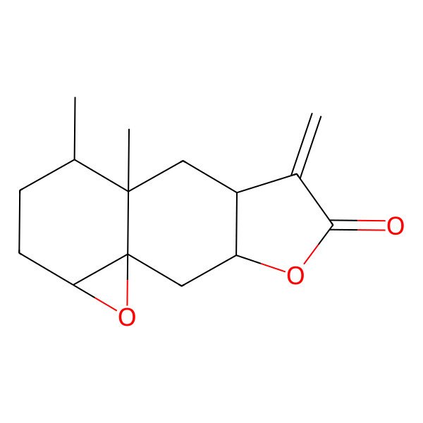 2D Structure of (1S,3R,7R,9R,10S,13R)-9,10-dimethyl-6-methylidene-4,14-dioxatetracyclo[7.5.0.01,13.03,7]tetradecan-5-one