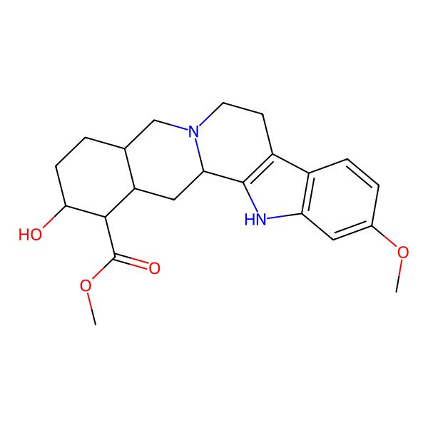 2D Structure of methyl (1R,15S,18S,19S,20R)-18-hydroxy-6-methoxy-1,3,11,12,14,15,16,17,18,19,20,21-dodecahydroyohimban-19-carboxylate