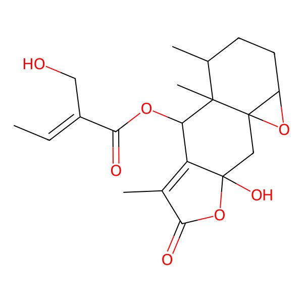 2D Structure of [(1S,3S,8S,9S,10S,13R)-3-hydroxy-6,9,10-trimethyl-5-oxo-4,14-dioxatetracyclo[7.5.0.01,13.03,7]tetradec-6-en-8-yl] (Z)-2-(hydroxymethyl)but-2-enoate