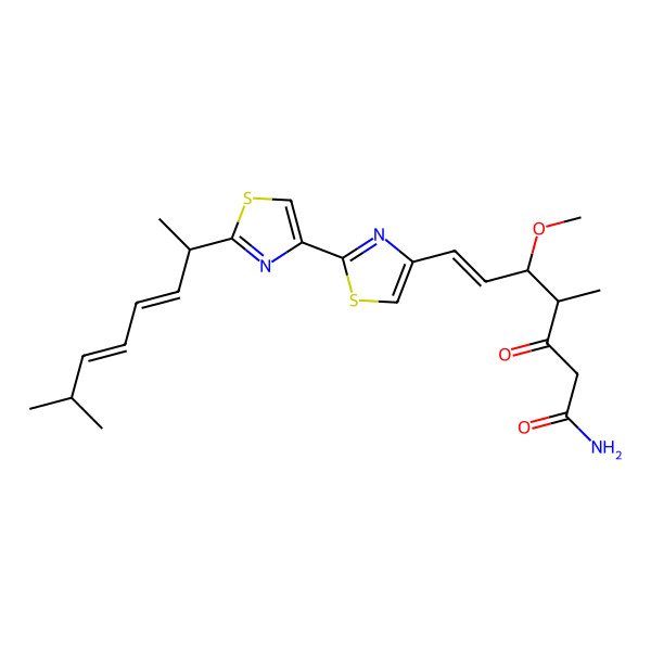 2D Structure of (E,4R,5S)-5-methoxy-4-methyl-7-[2-[2-[(2S,3E,5E)-7-methylocta-3,5-dien-2-yl]-1,3-thiazol-4-yl]-1,3-thiazol-4-yl]-3-oxohept-6-enamide