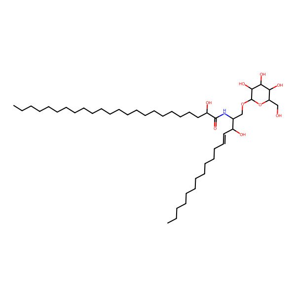 2D Structure of (2R)-2-hydroxy-N-[(E,2S,3R)-3-hydroxy-1-[(2R,3R,4S,5S,6R)-3,4,5-trihydroxy-6-(hydroxymethyl)oxan-2-yl]oxyhexadec-4-en-2-yl]tetracosanamide