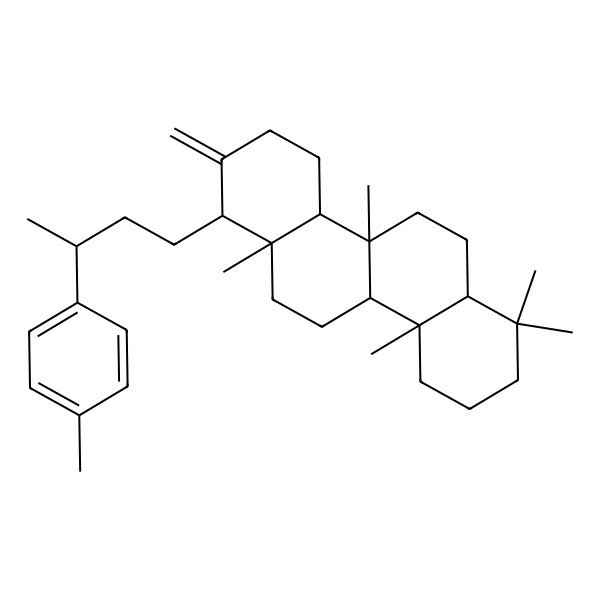 2D Structure of 4b,7,7,10a,12a-pentamethyl-2-methylidene-1-[3-(4-methylphenyl)butyl]-3,4,4a,5,6,6a,8,9,10,10b,11,12-dodecahydro-1H-chrysene