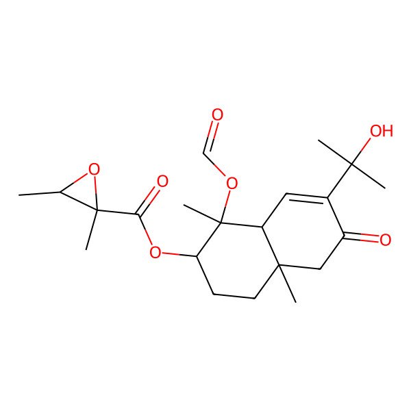 2D Structure of [1-formyloxy-7-(2-hydroxypropan-2-yl)-1,4a-dimethyl-6-oxo-3,4,5,8a-tetrahydro-2H-naphthalen-2-yl] 2,3-dimethyloxirane-2-carboxylate