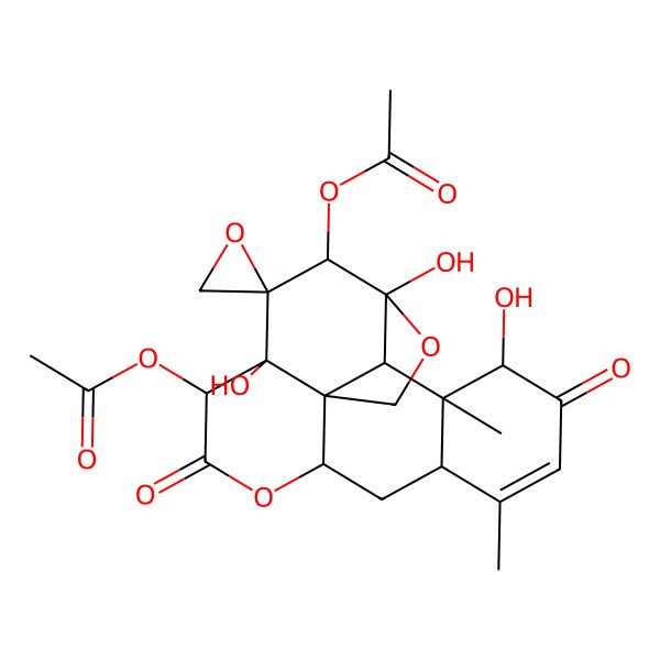 2D Structure of (5-Acetyloxy-4,7,17-trihydroxy-14,18-dimethyl-9,16-dioxospiro[3,10-dioxapentacyclo[9.8.0.01,7.04,19.013,18]nonadec-14-ene-6,2'-oxirane]-8-yl) acetate