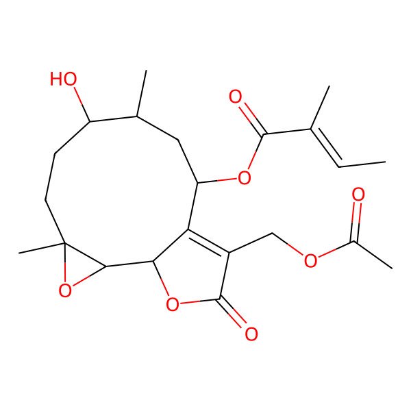 2D Structure of [(1S,2S,4R,7S,8R,10S)-12-(acetyloxymethyl)-7-hydroxy-4,8-dimethyl-13-oxo-3,14-dioxatricyclo[9.3.0.02,4]tetradec-11-en-10-yl] (E)-2-methylbut-2-enoate