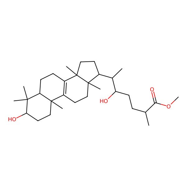 2D Structure of methyl 5-hydroxy-6-(3-hydroxy-4,4,10,13,14-pentamethyl-2,3,5,6,7,11,12,15,16,17-decahydro-1H-cyclopenta[a]phenanthren-17-yl)-2-methylheptanoate