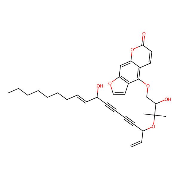 2D Structure of 4-[2-Hydroxy-3-(8-hydroxyheptadeca-1,9-dien-4,6-diyn-3-yloxy)-3-methylbutoxy]furo[3,2-g]chromen-7-one