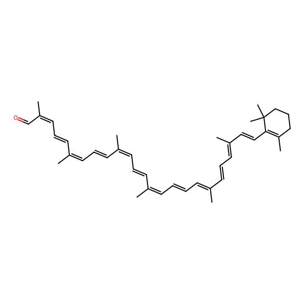 2D Structure of 2,6,10,14,19,23-Hexamethyl-25-(2,6,6-trimethylcyclohexen-1-yl)pentacosa-2,4,6,8,10,12,14,16,18,20,22,24-dodecaenal