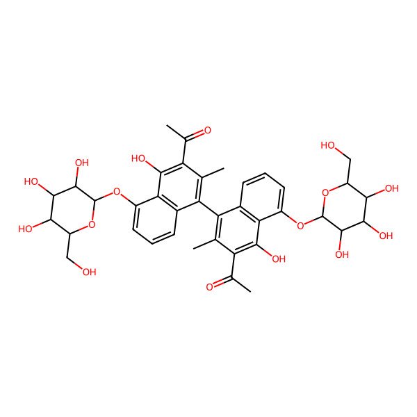 2D Structure of 1-[4-[3-Acetyl-4-hydroxy-2-methyl-5-[3,4,5-trihydroxy-6-(hydroxymethyl)oxan-2-yl]oxynaphthalen-1-yl]-1-hydroxy-3-methyl-8-[3,4,5-trihydroxy-6-(hydroxymethyl)oxan-2-yl]oxynaphthalen-2-yl]ethanone
