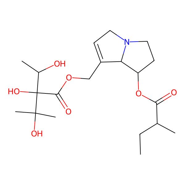 2D Structure of [(7R,8R)-7-[(2R)-2-methylbutanoyl]oxy-5,6,7,8-tetrahydro-3H-pyrrolizin-1-yl]methyl (2R)-2,3-dihydroxy-2-[(1S)-1-hydroxyethyl]-3-methylbutanoate