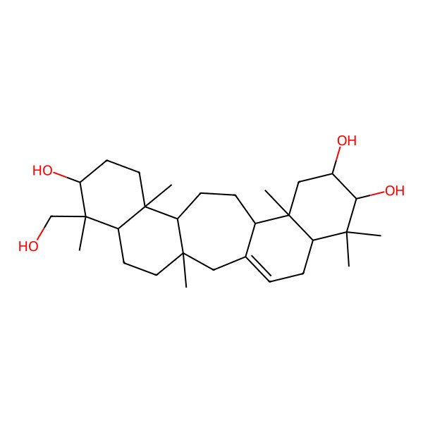 2D Structure of (1S,6R,8S,9R,11R,12S,15S,16R,19R,20S,21R)-20-(hydroxymethyl)-1,7,7,11,16,20-hexamethylpentacyclo[13.8.0.0^{3,12.0^{6,11.0^{16,21]tricos-3-ene-8,9,19-triol