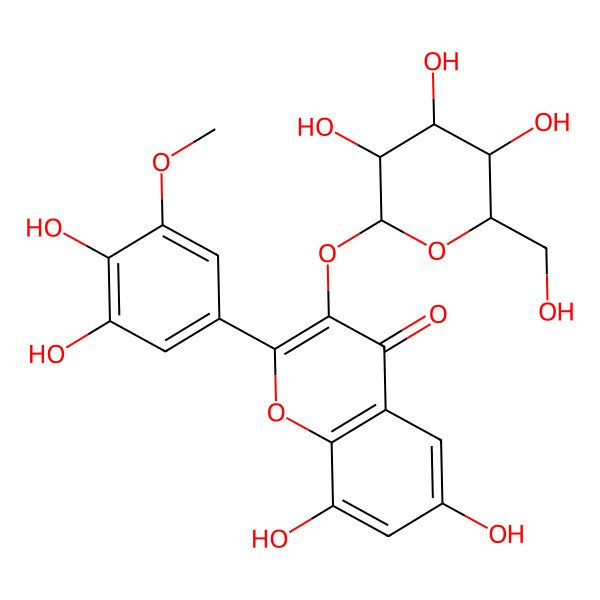 2D Structure of 2-(3,4-dihydroxy-5-methoxyphenyl)-6,8-dihydroxy-3-[(2R,3S,4R,5R,6S)-3,4,5-trihydroxy-6-(hydroxymethyl)oxan-2-yl]oxychromen-4-one
