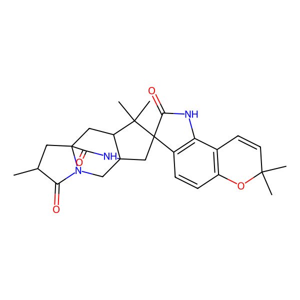 2D Structure of 5',7,7,10',10'-pentamethylspiro[1H-pyrano[2,3-g]indole-3,11'-3,13-diazatetracyclo[5.5.2.01,9.03,7]tetradecane]-2,4',14'-trione