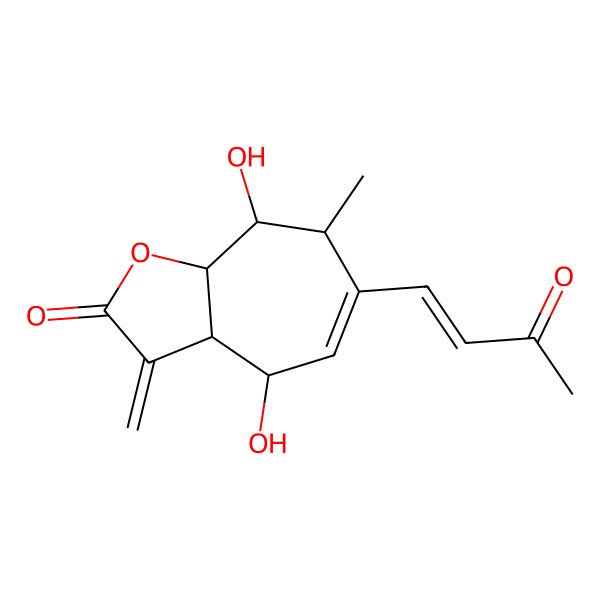 2D Structure of (3aS,4S,7R,8R,8aS)-4,8-dihydroxy-7-methyl-3-methylidene-6-[(E)-3-oxobut-1-enyl]-4,7,8,8a-tetrahydro-3aH-cyclohepta[b]furan-2-one