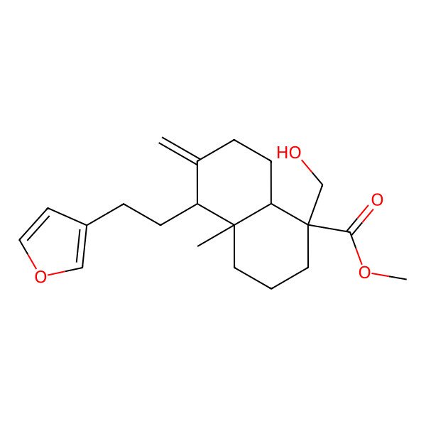2D Structure of methyl 5-[2-(furan-3-yl)ethyl]-1-(hydroxymethyl)-4a-methyl-6-methylidene-3,4,5,7,8,8a-hexahydro-2H-naphthalene-1-carboxylate
