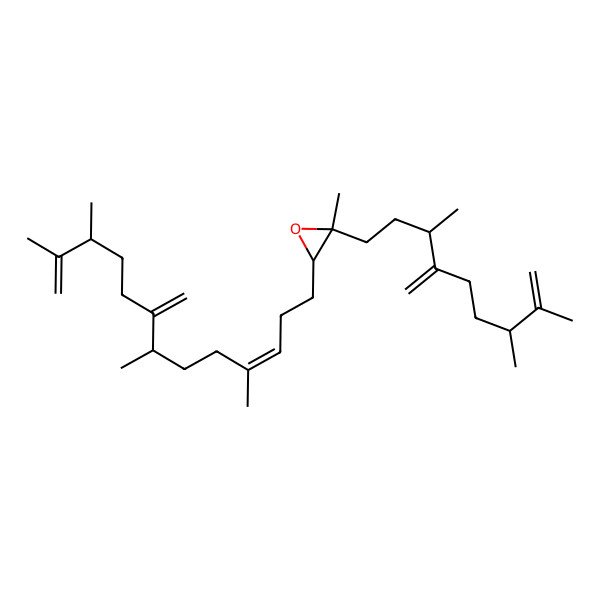 2D Structure of (2S,3R)-2-methyl-3-[(3E,7R,11S)-4,7,11,12-tetramethyl-8-methylidenetrideca-3,12-dienyl]-2-[(3R,7R)-3,7,8-trimethyl-4-methylidenenon-8-enyl]oxirane