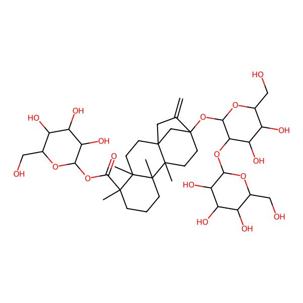 2D Structure of [3,4,5-Trihydroxy-6-(hydroxymethyl)oxan-2-yl] 13-[4,5-dihydroxy-6-(hydroxymethyl)-3-[3,4,5-trihydroxy-6-(hydroxymethyl)oxan-2-yl]oxyoxan-2-yl]oxy-4,5,9,10-tetramethyl-14-methylidenetetracyclo[11.2.1.01,10.04,9]hexadecane-5-carboxylate