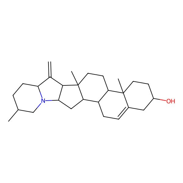 2D Structure of (1S,2S,7S,10R,11S,14S,15S,17S,20S,23S)-10,14,20-trimethyl-16-methylidene-22-azahexacyclo[12.10.0.02,11.05,10.015,23.017,22]tetracos-4-en-7-ol