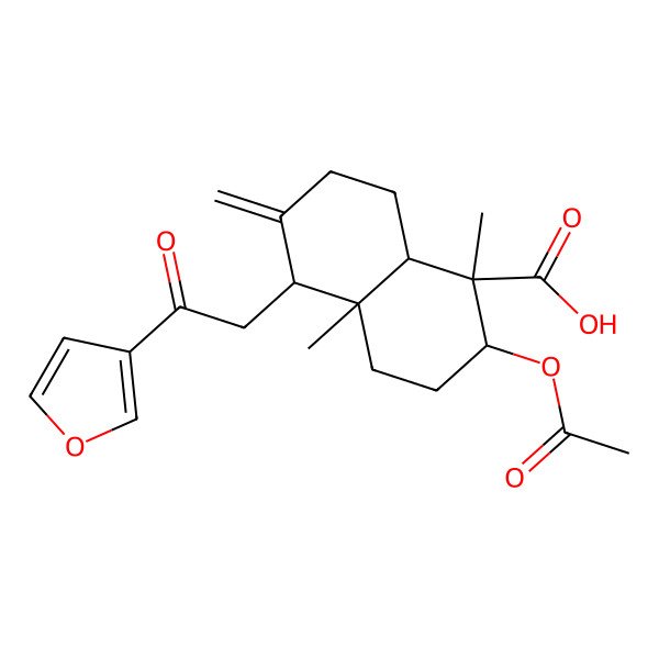 2D Structure of (1R,2R,4aR,5R,8aS)-2-acetyloxy-5-[2-(furan-3-yl)-2-oxoethyl]-1,4a-dimethyl-6-methylidene-3,4,5,7,8,8a-hexahydro-2H-naphthalene-1-carboxylic acid