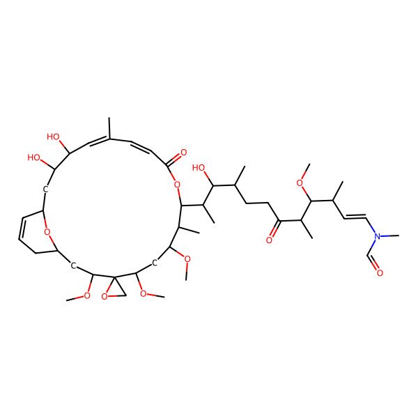 2D Structure of N-[(E,3R,4R,5R,9S,10S,11S)-11-[(1S,3S,4S,5S,7R,8S,9R,12Z,14Z,16S,17R,19R)-16,17-dihydroxy-3,5,7-trimethoxy-8,14-dimethyl-11-oxospiro[10,23-dioxabicyclo[17.3.1]tricosa-12,14,20-triene-4,2'-oxirane]-9-yl]-10-hydroxy-4-methoxy-3,5,9-trimethyl-6-oxododec-1-enyl]-N-methylformamide